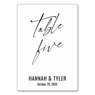 Zeitgenössische elegante Typografie Tisch Fünf Tischnummer