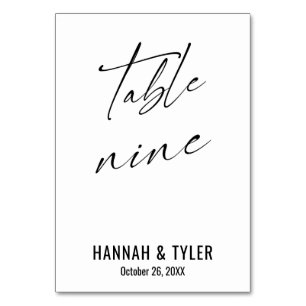 Zeitgenössische elegante Typografie Tisch Neun Tischnummer