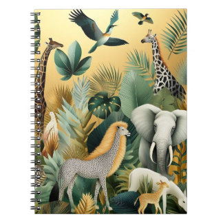 Zeitgenössische exotische Tiere und Vögel 1 Gold Notizblock