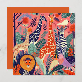 Zeitgenössische exotische Tiere und Vögel 1 pink Karte