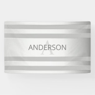 Zeitgenössische Faux-Silber-Ombre-Streifen & Grau Banner