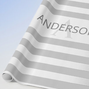 Zeitgenössische Faux-Silber-Ombre-Streifen & Grau Geschenkpapier