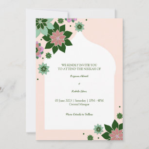 zeitgenössische florale abstrakte Nikkah-Einladung Einladung