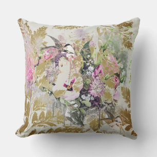Zeitgenössische Florals, Hintergrund zum Vogelgesc Kissen
