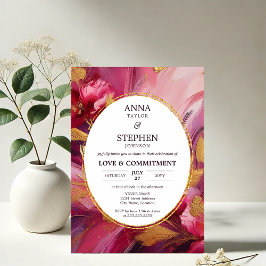 Zeitgenössische Fuchsia Elegance Commitment Zeremo Einladung