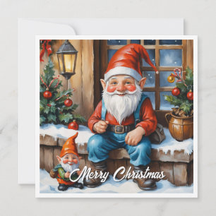 Zeitgenössische Gnomes Funny Trendy Whimsical Fant Feiertagskarte