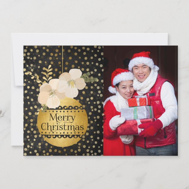 Zeitgenössische Gold Black Weihnachtskarte Feiertagskarte (Vorderseite)