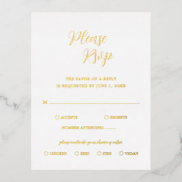 Zeitgenössische Gold Foil Modern Wedding RSVP Card Folie Einladungspostkarte