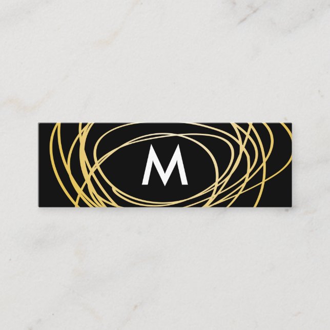Zeitgenössische Gold-Scribble mit Monogram Mini Visitenkarte (Vorderseite)