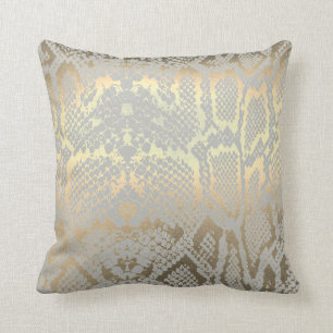 Zeitgenössische goldgraue Tierpython-Schlange Kissen