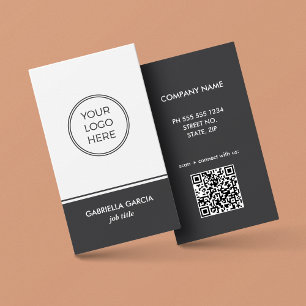 Zeitgenössische Graue QR-Code-Logo-Visitenkarte Visitenkarte
