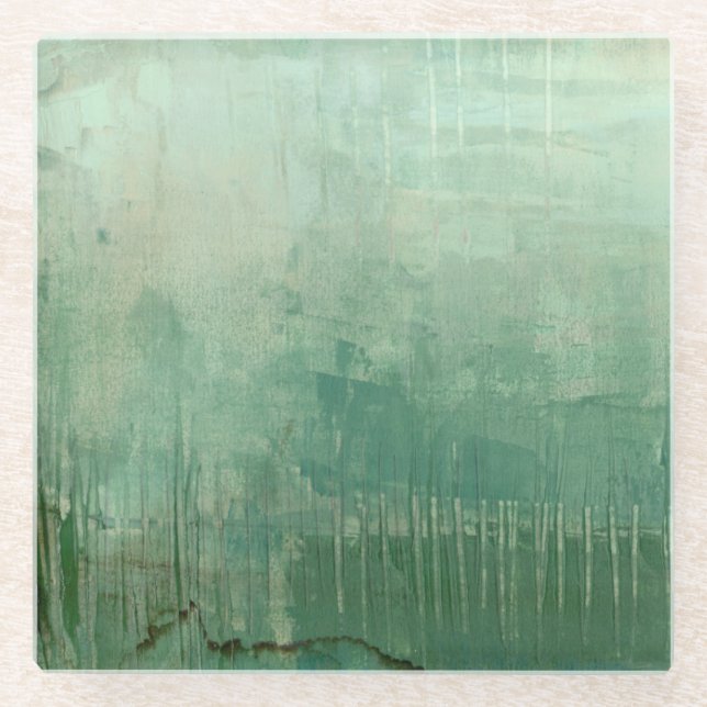 Zeitgenössische grüne Farbe Glasuntersetzer (Vorderseite)