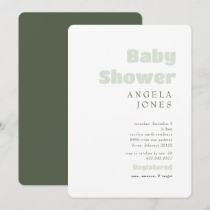 Zeitgenössische grüne Neutral-Baby-Dusche Einladung