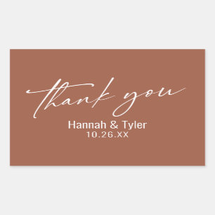 Zeitgenössische Handschrift Danke Terracotta Rechteckiger Aufkleber