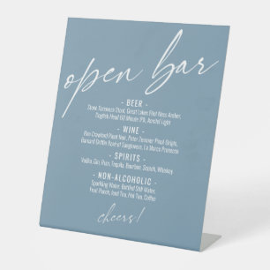 Zeitgenössische Handschrift Dusty Blue Open Bar Me Sockelschild
