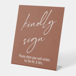 Zeitgenössische Handschrift "Kindly Sign" Terracot Sockelschild