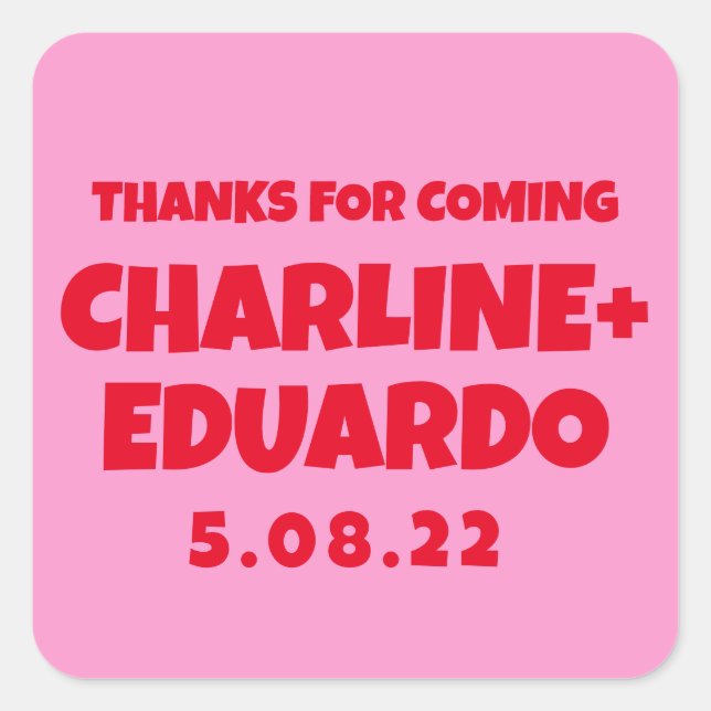 Zeitgenössische Handschrift Retro-Hochzeit Quadratischer Aufkleber (Vorderseite)