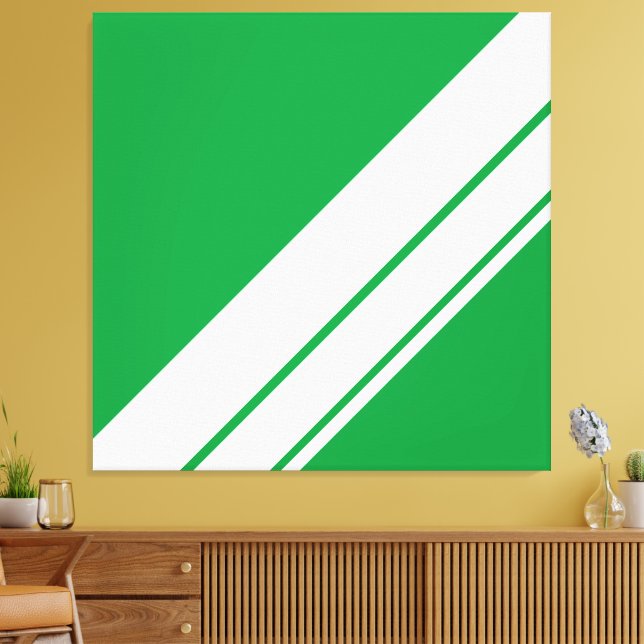 Zeitgenössische, hellgrüne Streifen Leinwanddruck (Insitu (Wohnzimmer))