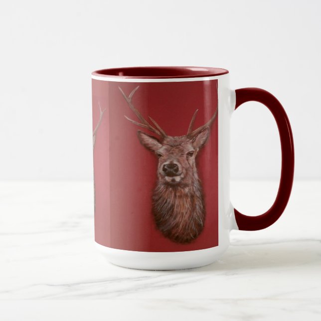 Zeitgenössische Hochland-rote Rotwild-Hirsch-Tasse Tasse (Rechts)