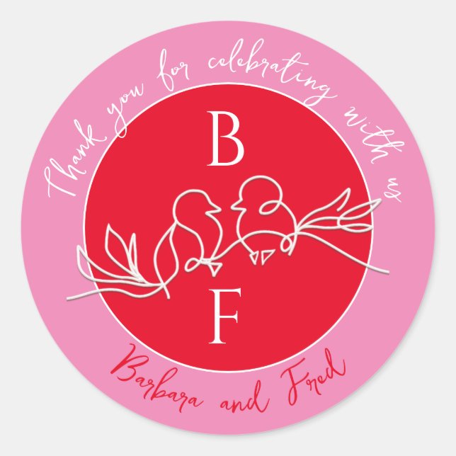 Zeitgenössische Hochzeit danke Ihnen Stickers für  (Vorderseite)