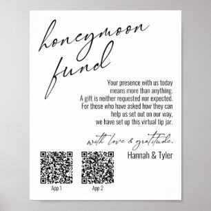 Zeitgenössische Honeymoon Fund QR Codes Einfaches  Poster