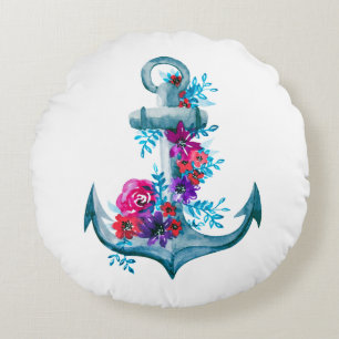 Zeitgenössische Illustration über die Flora und  Rundes Kissen
