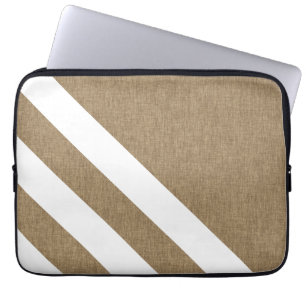 Zeitgenössische Imitate Burlap White Strips Laptopschutzhülle