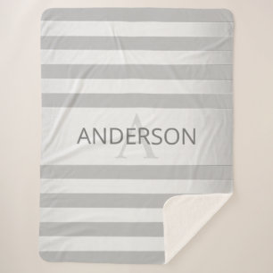 Zeitgenössische Imitate Silver Ombre Streifen & Gr Sherpadecke