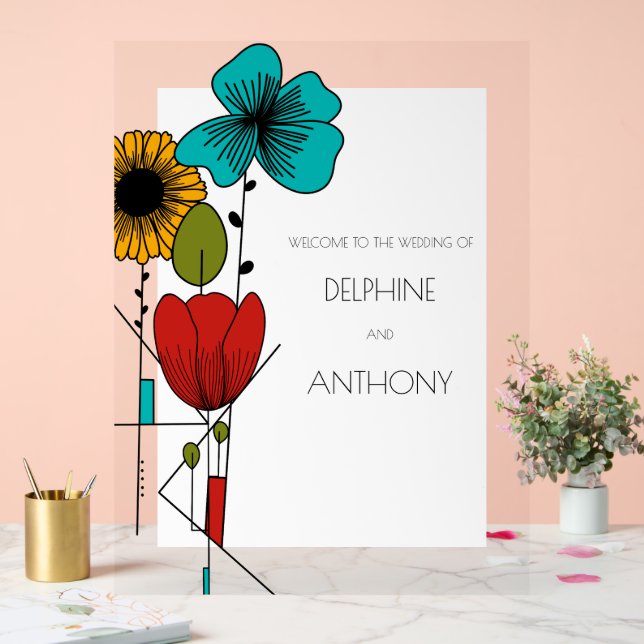 Zeitgenössische Jugendstil-Hochzeit Acrylschild (Hochzeit)