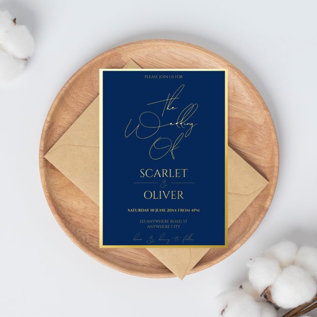 Zeitgenössische Kalligraphie und Goldhochzeit Folieneinladung (Von Creator hochgeladen)