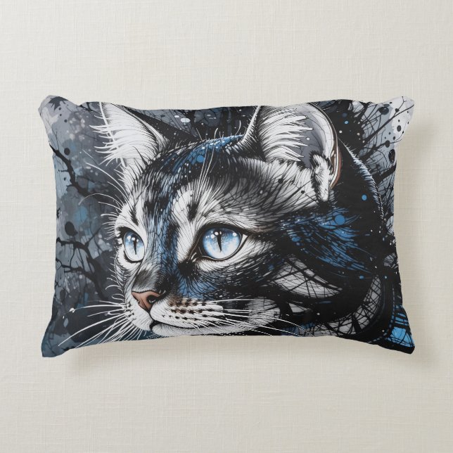 Zeitgenössische Katze Dekokissen (Vorderseite)