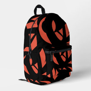 Zeitgenössische Kunst - Orange / Schwarze Zeichenk Bedruckter Rucksack