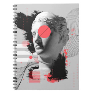 Zeitgenössische Kunstcollage mit antikem Statuenko Notizblock