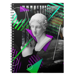 Zeitgenössische Kunstcollage mit Gipsstatue Notizblock