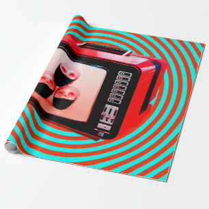 Zeitgenössische Kunstsammlung. TV news Corona viru Geschenkpapier