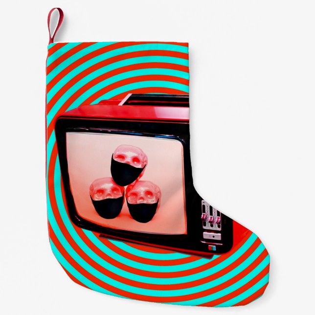 Zeitgenössische Kunstsammlung. TV news Corona viru Kleiner Weihnachtsstrumpf (Vorderseite)