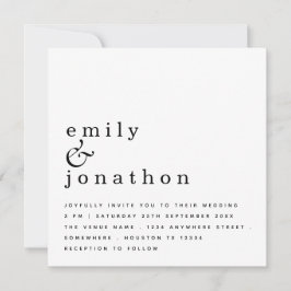 Zeitgenössische Minimalistische Schwarz-weiße Hoch Einladung