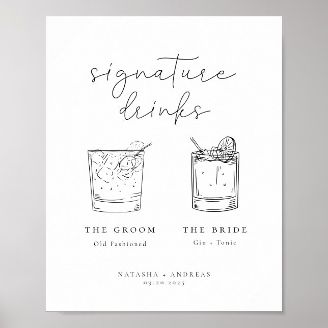 Zeitgenössische Minimalistische Signatur Drinks Po Poster