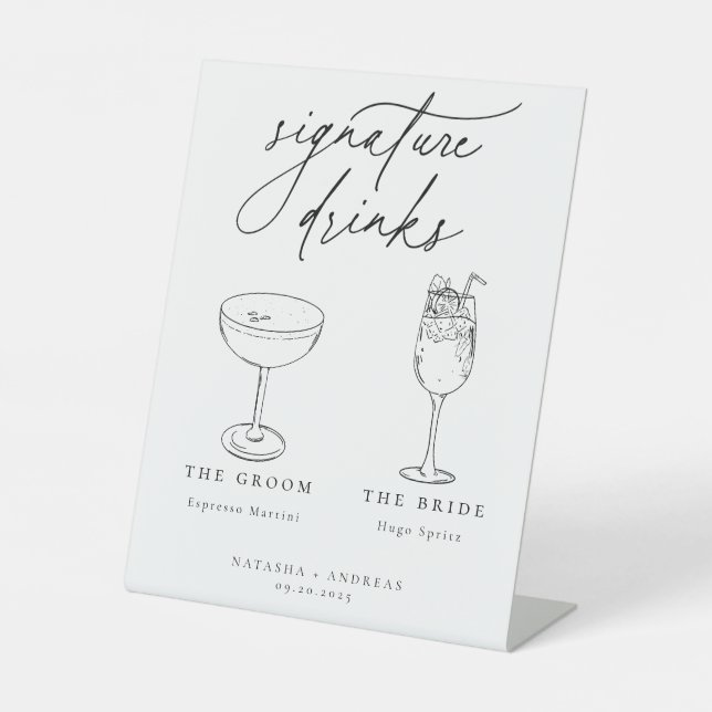 Zeitgenössische Minimalistische Signaturgetränke Sockelschild (Vorderseite)