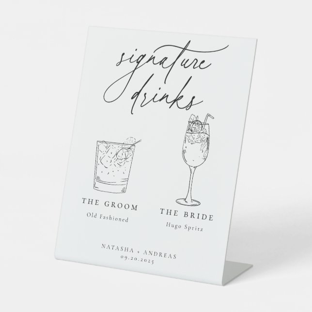 Zeitgenössische Minimalistische Signaturgetränke Sockelschild (Vorderseite)