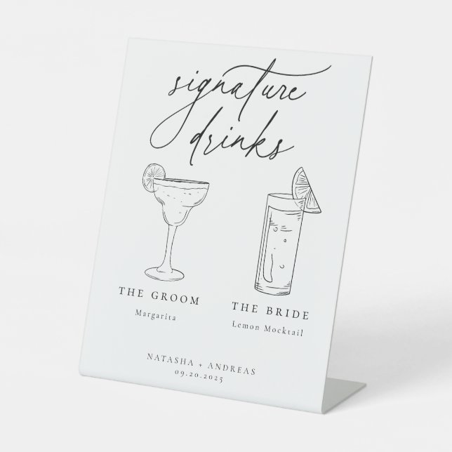 Zeitgenössische Minimalistische Signaturgetränke Sockelschild (Vorderseite)