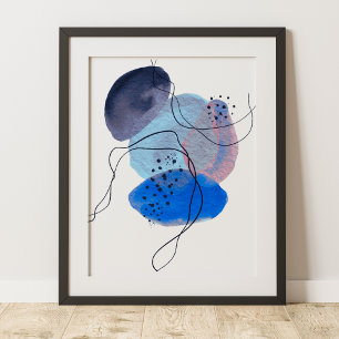 Zeitgenössische moderne abstrakte Kunst Blau Navy  Poster