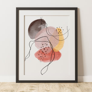 Zeitgenössische moderne abstrakte Kunst Pink Gelb  Poster