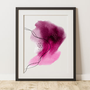 Zeitgenössische moderne abstrakte rosa schwarze Wa Poster