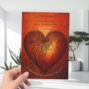 Zeitgenössische moderne Burnt Orange Hochzeit Einladung