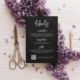 Zeitgenössische moderne schwarze Hochzeitsstipps Q Begleitkarte