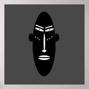 Zeitgenössische moderne schwarze Maske abstraktes  Poster
