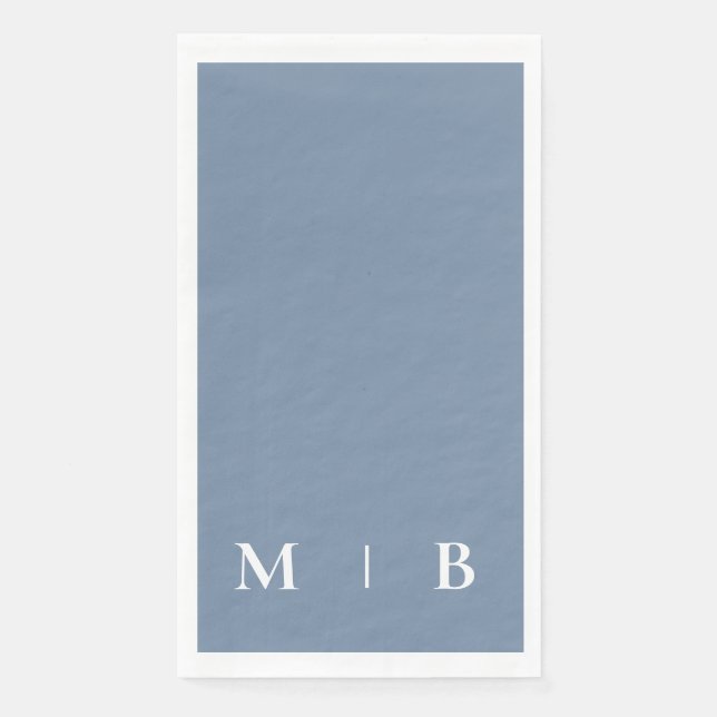 Zeitgenössische Mongram Periwinkle Hochzeit Serviette (Vorderseite)