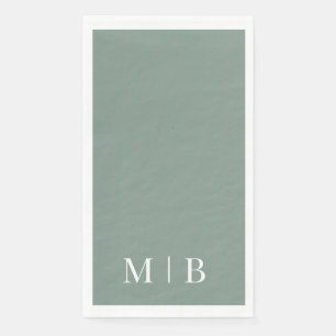 Zeitgenössische Monogram Dark Sage Hochzeit Serviette