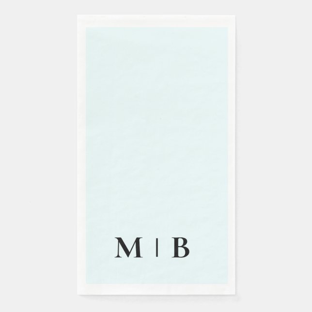 Zeitgenössische Monogram Ice Blue Black Text Hochz Serviette (Vorderseite)